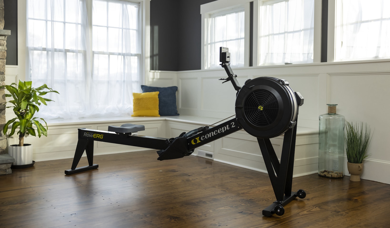 The Concept 2 Rower with 20 inch seat height side profile